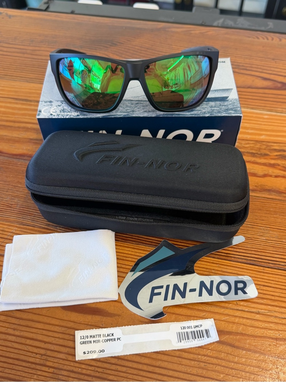 Fun-Nor Matte Black Sunglasses Green Mirror Lenses